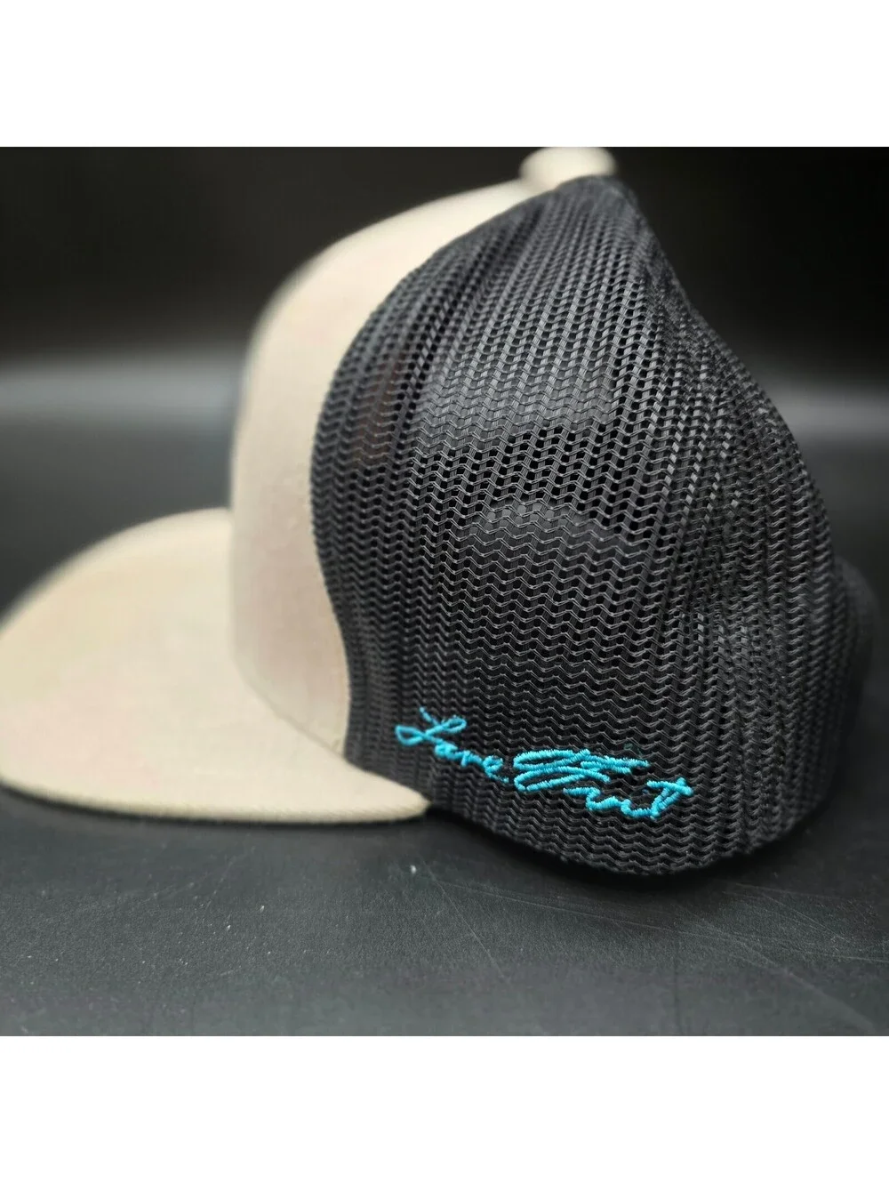 Lane Frost Brand Round-Up Trucker Hat Cap Khaki Black Aztec LF Logo Snapback